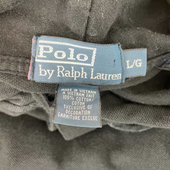 Vintage Polo Ralph Lauren Hooded Jersey Knit Long Sleeve Black Men’s Size Large - Picture 9 of 11